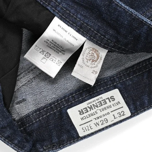 DIESEL Sleenker Denim Blue RK881 Stretch Slim Skinny Jeans Size W29 L30 (30x25) - Picture 9 of 9